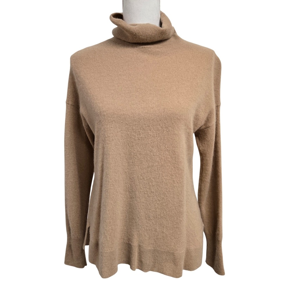 Halogen 100% Cashmere Turtleneck Sweater Tan Camel Size 1/M SOFT